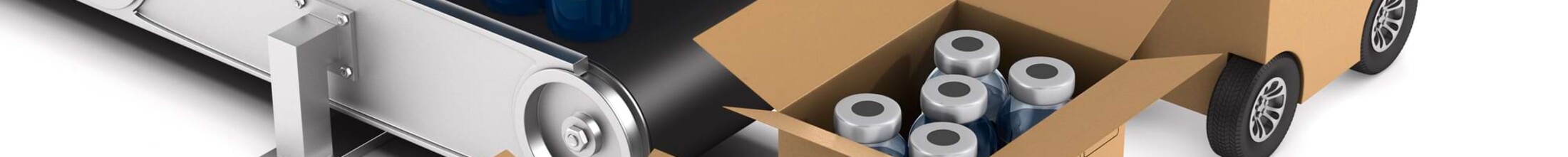 3D- Modell der Beladung von Phiolen in eine Kartonbox für den Transport