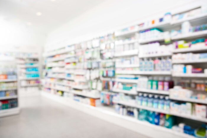 Shelves and products in the pharmacy